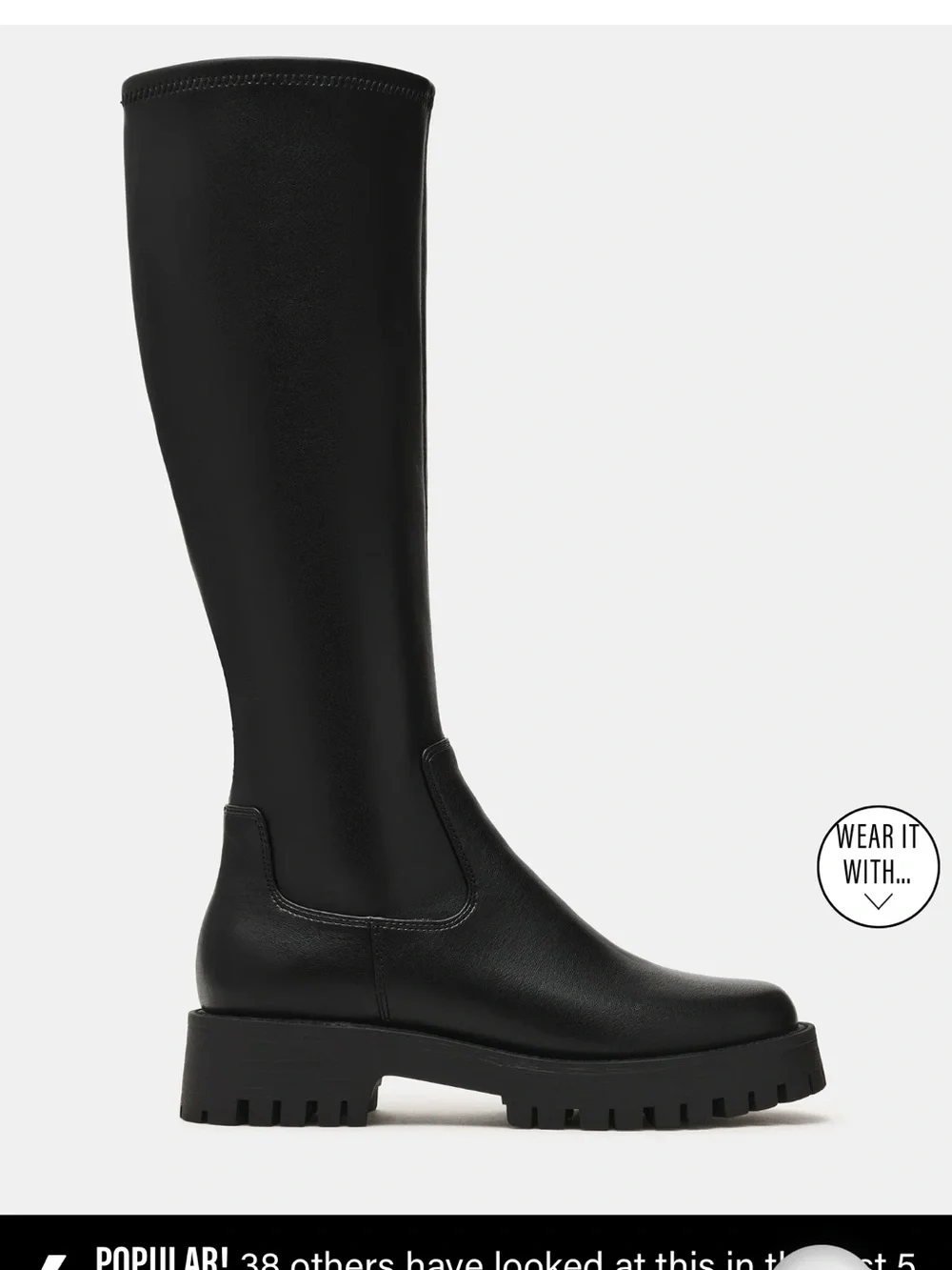 Steve Madden Black Women's Knee-High Lug Sole Riding Boots